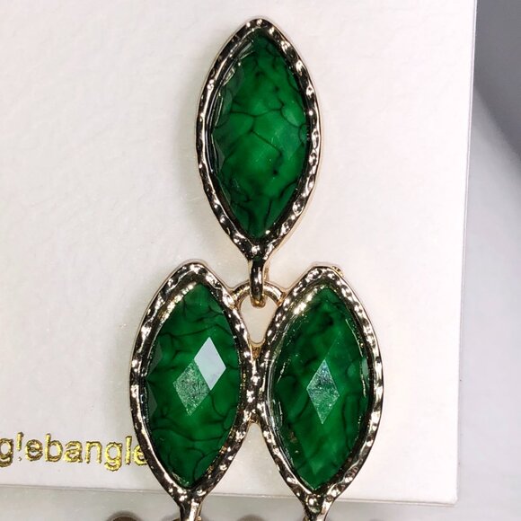 Amrita Evergreen & Gold Chandelier Earrings - Picture 3 of 7